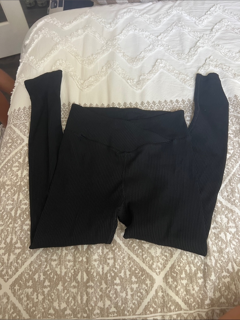 Aeropostale Black Ribbed High-Waist Leggings